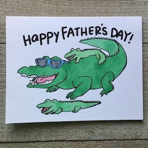 Alligator Papa mit zwei Kindern, Vatertagskarte, Zwillinge, Söhne, Töchter, Papa von 2, Spaß, spielen mit Kindern, liebevoller Papa, von Mama, cool