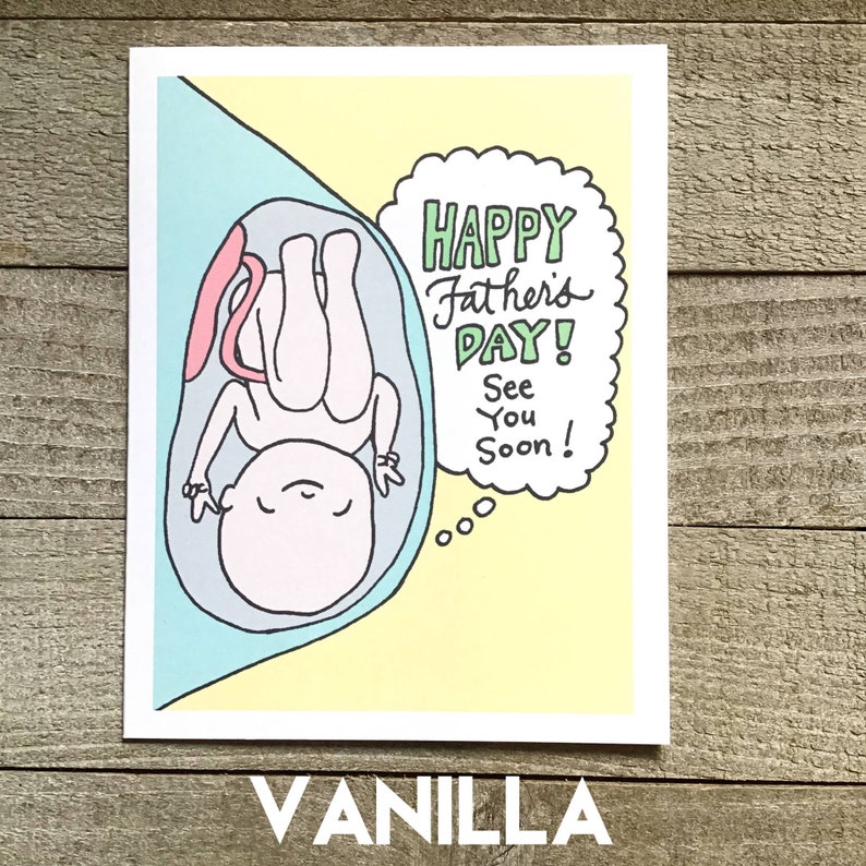 Soon to be Dad, Father's Day Card, expectant father, daddy to be, pregnancy card, unborn baby, first time dad, baby, utero, unique, funny Vanilla