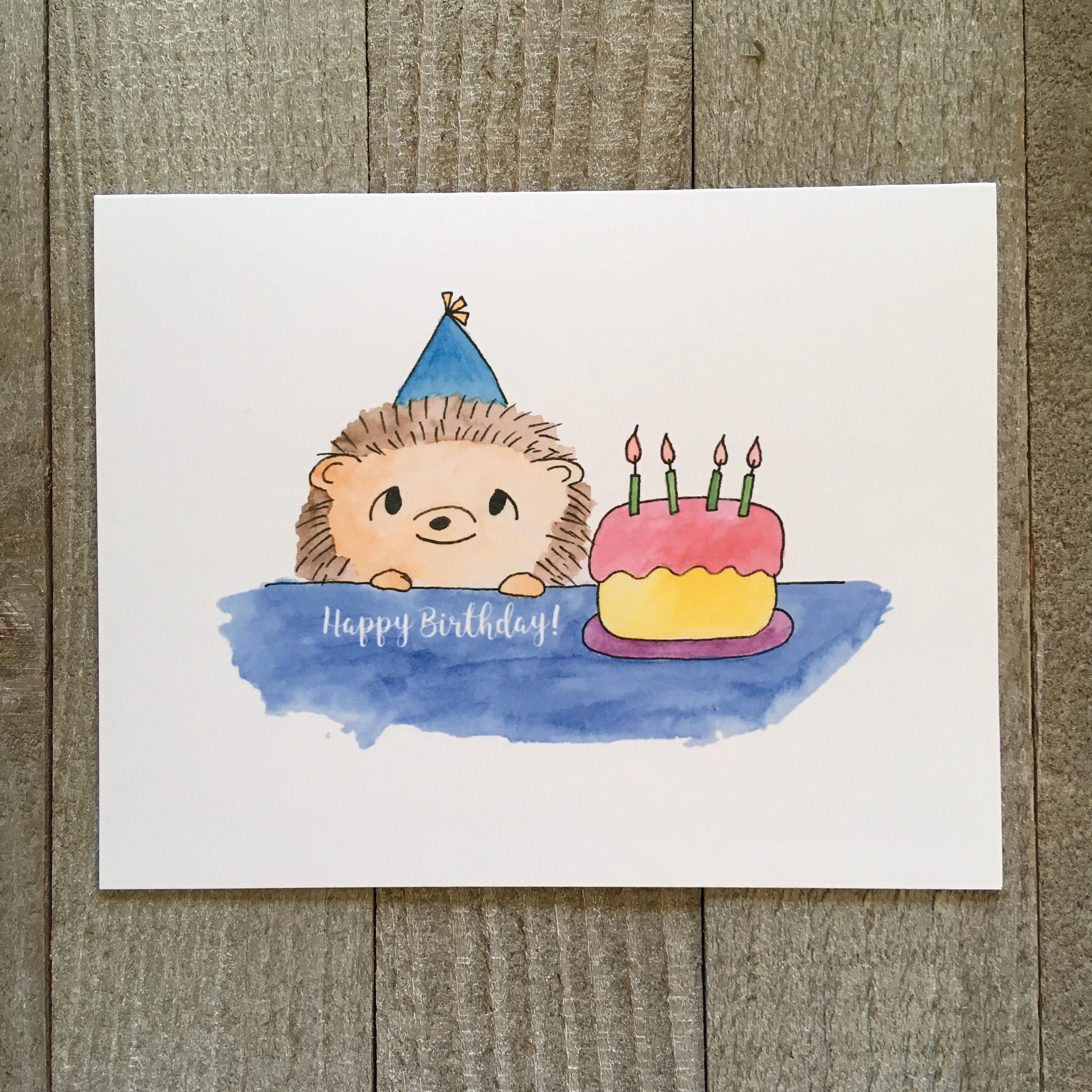 Hedgehog Birthday Card: Watercolor Floral Design