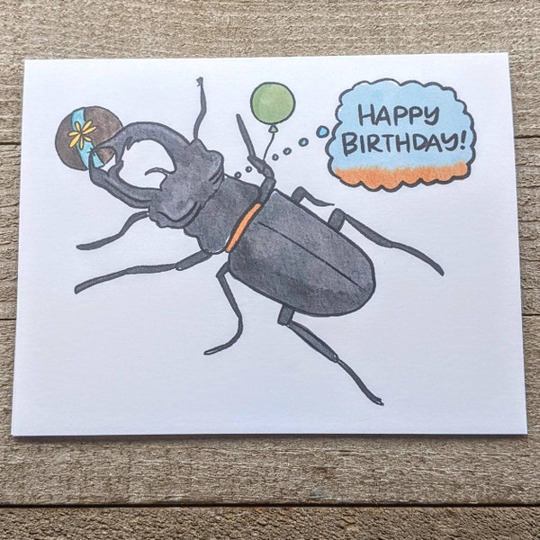 Dung Beetle Birthday Card, bug, insect, boys, girls, creepy crawly, entomology, entomologist, for son daughter, kids, nephew neice, cousin