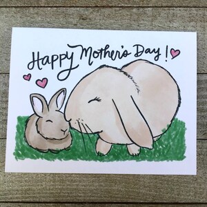 Joyeuse fête des mères, maman lapin avec un bébé lapin, un enfant, oreille tombante, jolie carte dessinée à la main, pour maman, maman, première fois maman, premier enfant