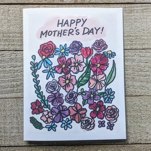 Fête des mères avec des fleurs, carte de voeux vierge de plantes, carte neutre pour maman, maman, belle-mère, grand-mère, tante, figurine, aquarelle