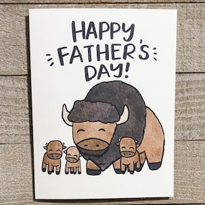 Buffalo bizon gelukkige vaderdagkaart, nieuwe vader, 3 jongens, 3 meisjes, drie kinderen, vader, een, twee zonen dochter, schattig, uniek, liefde papa papa
