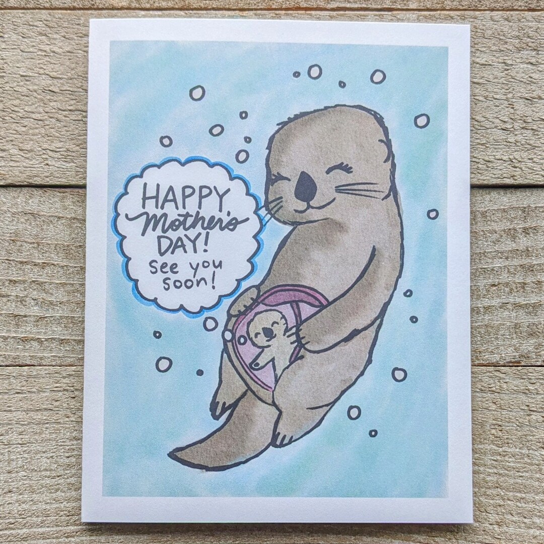 Pregnant Otter Mama Happy First Mother's Day Card - Etsy