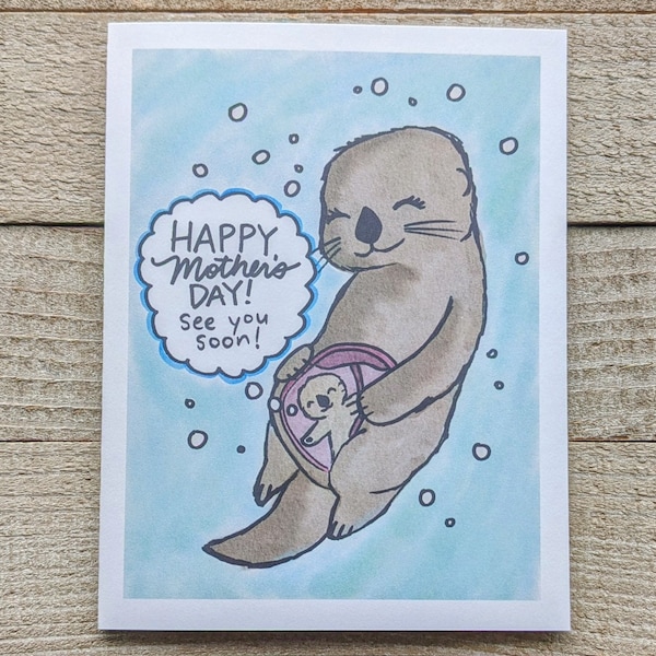 Pregnant Otter Mama, happy first mother's day card, prenatal mom, soon to be mother, from the fetus, momma, expectant mom, from the baby