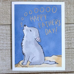 Wolf vaderdagkaart, gelukkige vaderdagkaart, nieuwe vader, één en klaar, vader zoon dochter, schattige unieke kawaii liefde papa papa, bos