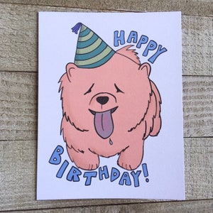 Carte d'anniversaire chow chow, amoureux des chiens, chapeau d'anniversaire idiot, carte de chien mignon, dessinée à la main, pour mari, oncle, femme, fils, fille, tante, ldr