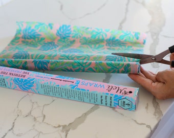 Beeswax Wrap Bulk Roll in Kahanu Print by Meli Wraps 13.5"x42" cut to customize your preferred size!