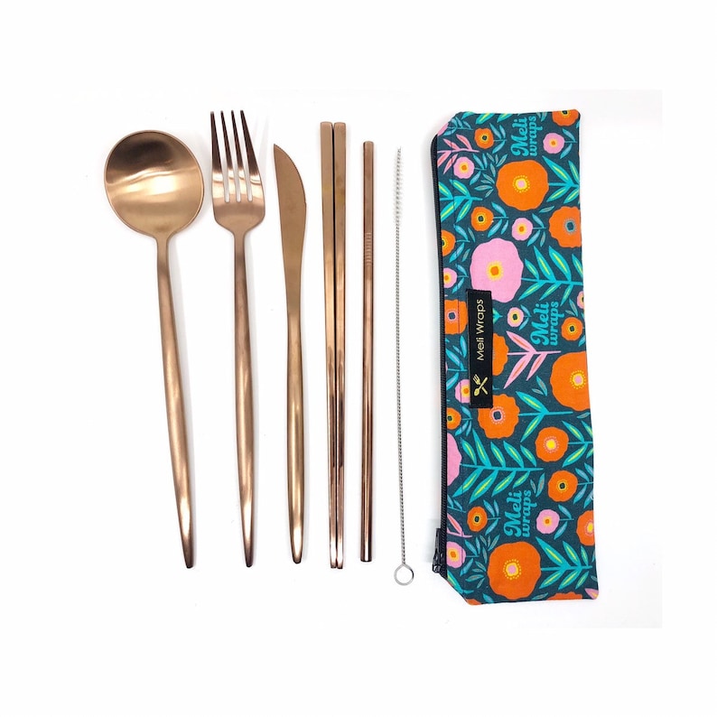 Reusable Travel Cutlery Eco Pack - Bloom print