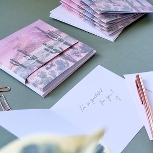 Jeu de mini-cartes faites à la main, avec mon art paysager « Baked desert » - 6 mini-cartes et enveloppes blanches
