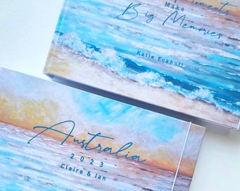 Personalised hand-made photo album/scrap book, featuring my seascape design &#39;Exhilaration&#39; - Your own text