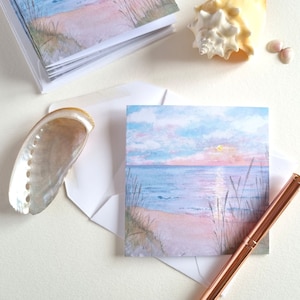 Handgemachtes Grußkarten-Set zu meinem Aquarell Design 'Pastel Ocean' - 6x Mini Grußkarten und weiße Umschläge