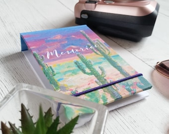 Personalised handmade mini flip book / photo album, featuring my 'Vibrant desert' design - perfect size for Instax Mini instant prints