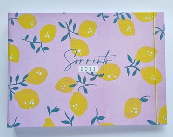 NEW LARGEST RECTANGULAR hand made personalised photo album/scrap book/travel journal, featuring my design 'Pink Lemonade' approx. A4