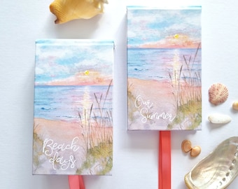 Albums photo / flipbooks personnalisés faits main, avec mon paysage marin « Pastel Ocean » - taille parfaite pour instax mini - n'importe quel texte