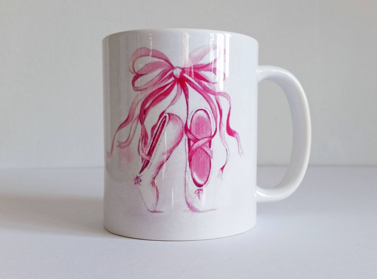 ready made mug featuring my ballet shoes design - perfect gift for a little dancer - 1 working day dispatch