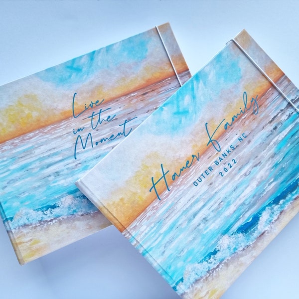 Personalised handmade photo album/scrap book, featuring my seascape design 'Exhilaration' - Your own text