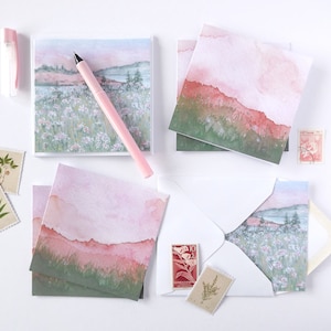 Handgemachtes Grußkarten-Set aus 3 verschiedenen kleinen Aquarell-Landschaften von mir