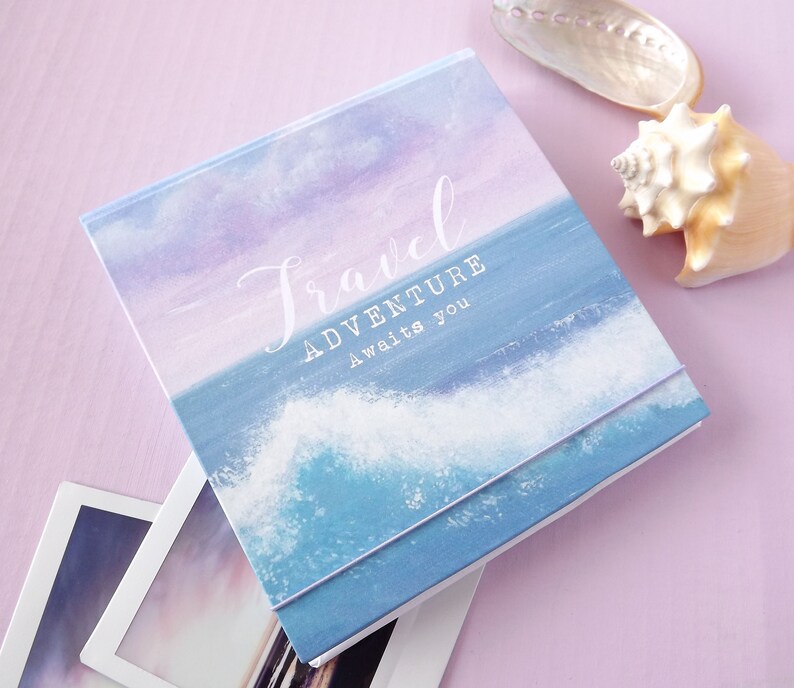 personalised small flip bookphoto album Hand made in my /'Sea and Waves/' design perfect for Instax Square Mini instant prints