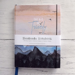 A5 hand made notebook / travel journal, featuring my 'Adventurer' watercolour design, with any text personalise your own image 4