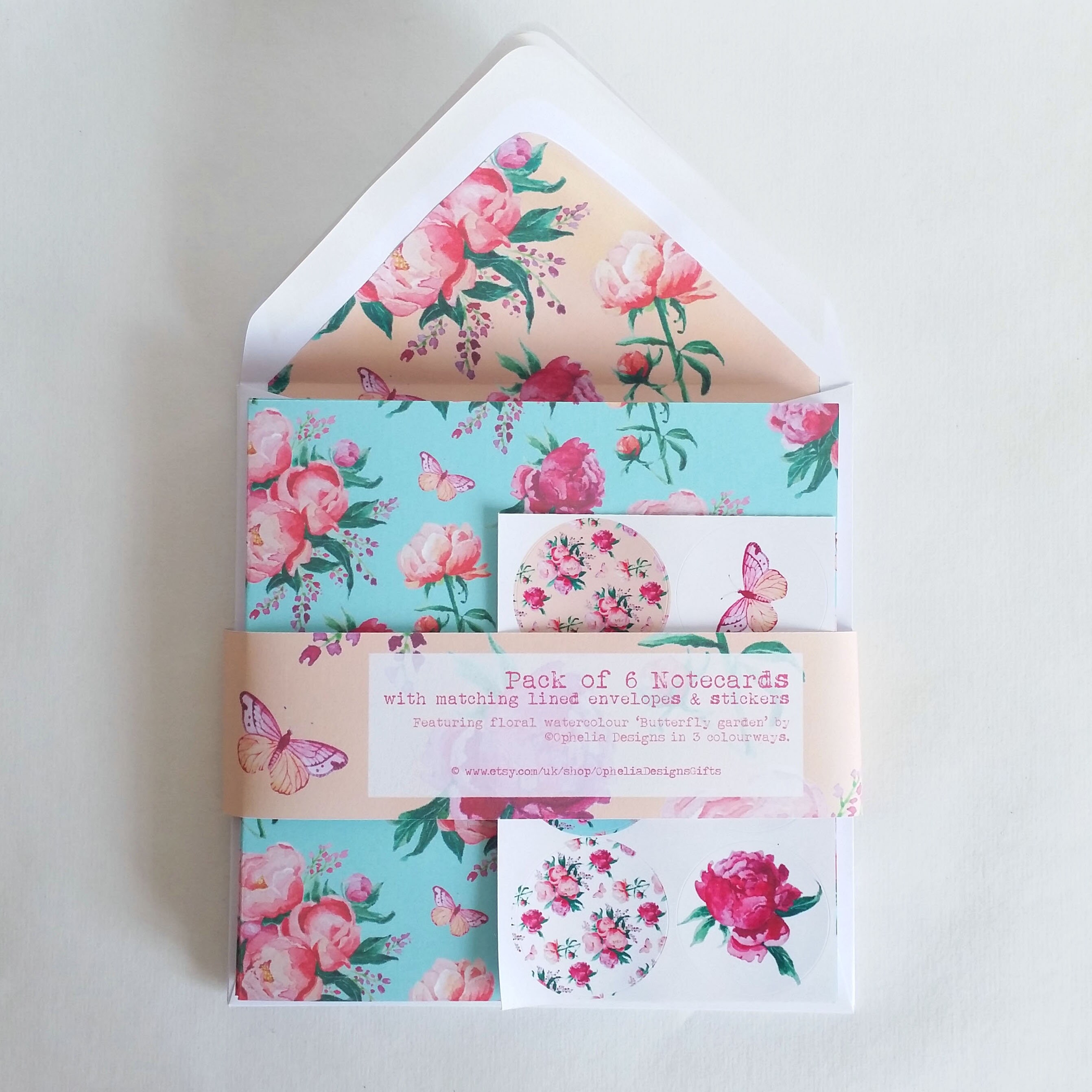 Butterfly Garden... Gift Set of 6 Notecards Lined Envelopes Etsy UK
