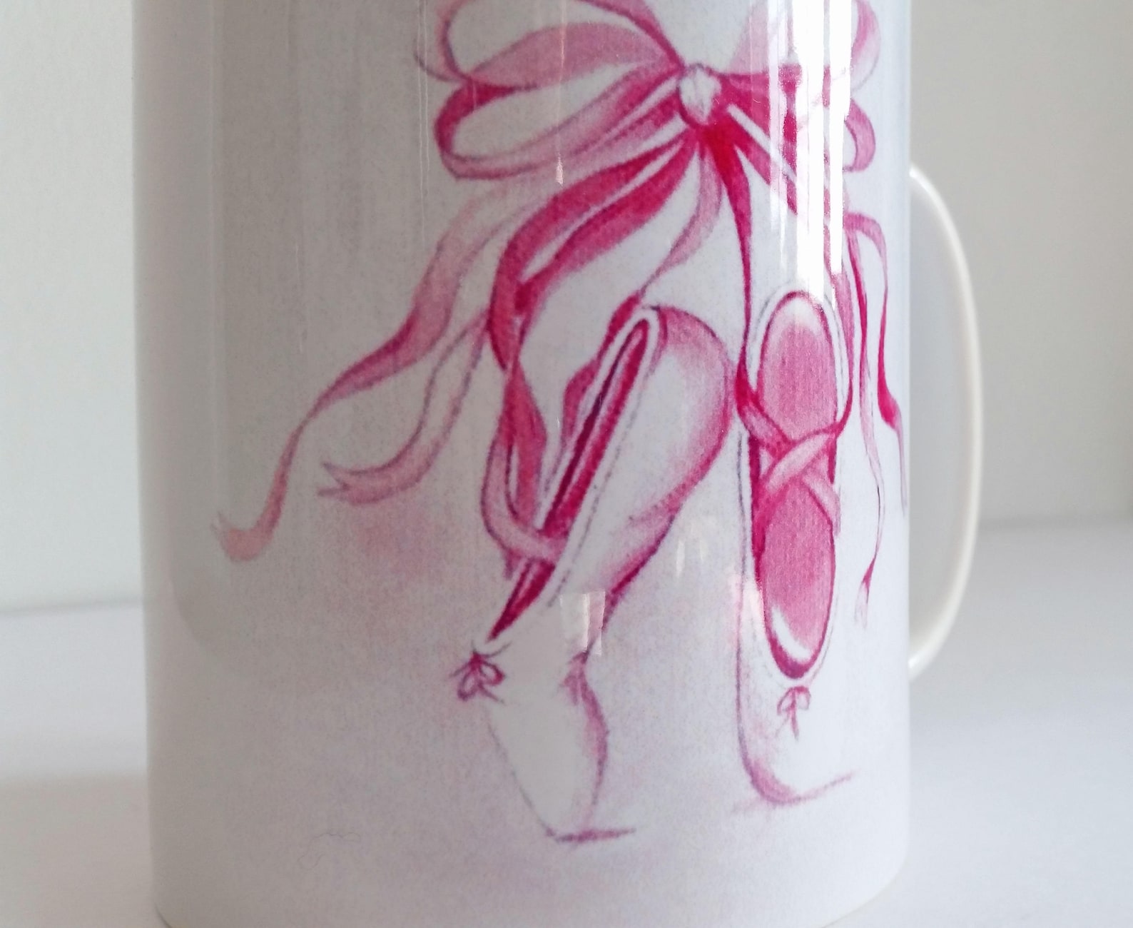 ready made mug featuring my ballet shoes design - perfect gift for a little dancer - 1 working day dispatch