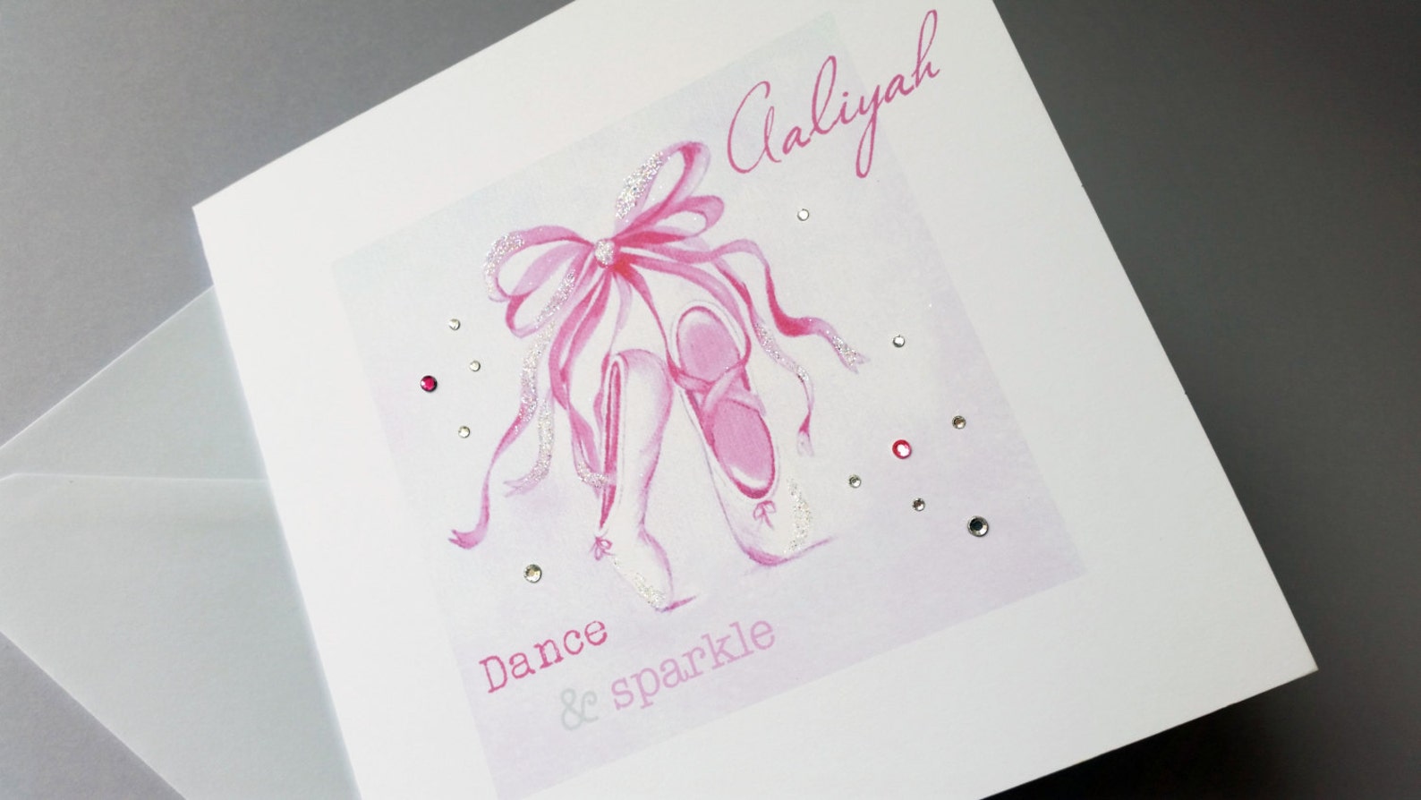 dance and sparkle ... ballet design greetings card from my original acrylic canvas design - personalised printing