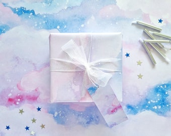 Gift wrap sets, featuring my cute pastel design 'Dreamy' - complete with gift tags, ribbon & tissue paper - birthday, baby shower