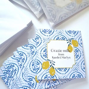 "Personalisierte Mini Grußkarten, Mediterran, Italien inspiriert, Fliesen und Zitronen Design - Packungen mit 6 oder 12 Karten + Umschläge JEDER TEXT."