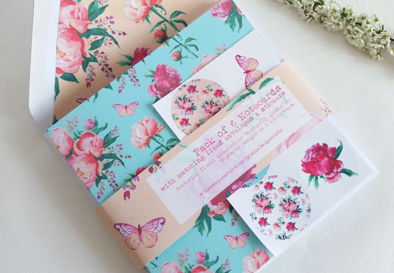 Butterfly Garden... Gift Set of 6 Notecards Lined Envelopes Etsy UK