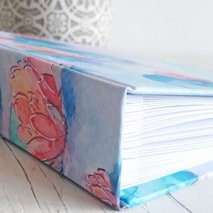 Handmade photo album / travel journal, featuring my original watercolour design 'Magical Waters'. Personalised wording of your choice image 7