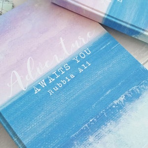 A6 hand made notebook travel journal, featuring my sea & waves design, personalise your own text image 6