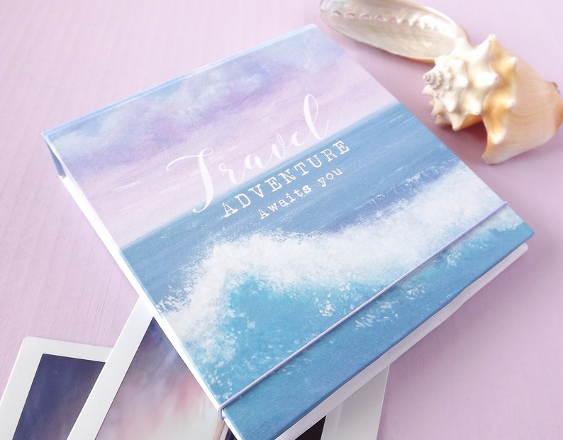 personalised small flip bookphoto album Hand made in my /'Sea and Waves/' design perfect for Instax Square Mini instant prints