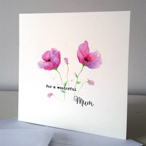 Poppy design greetings card from my original watercolour design - personalised printing