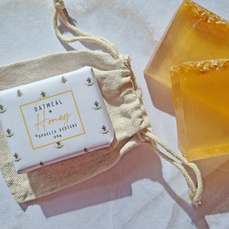 Oatmeal Honey Hand Made Soap Bar 50g / 100g Luxury, natural, vegan, cruelty free, palm oil free image 4