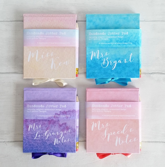 mini hand made jotter pad mini pencil set in my watercolour etsy