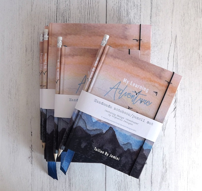 A5 hand made notebook / travel journal, featuring my 'Adventurer' watercolour design, with any text personalise your own image 9