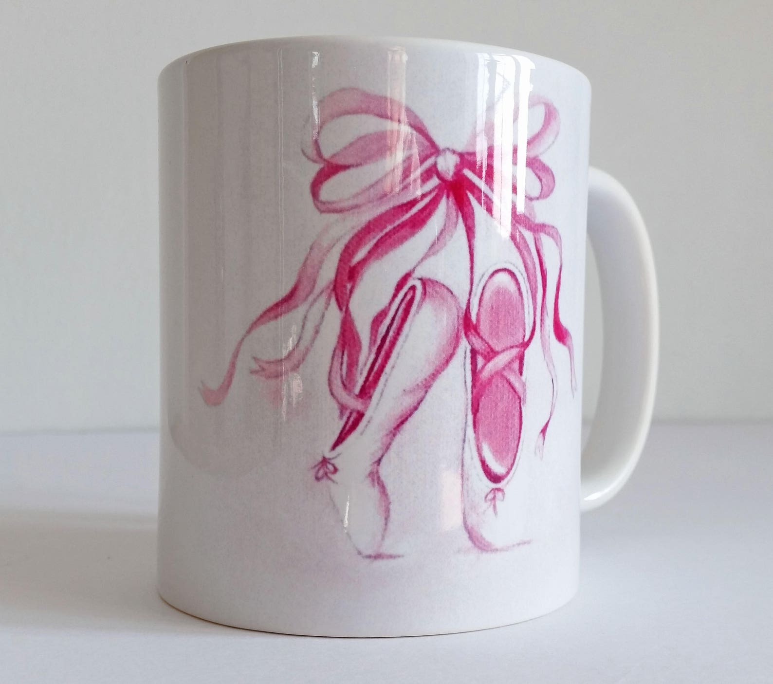 ready made mug featuring my ballet shoes design - perfect gift for a little dancer - 1 working day dispatch