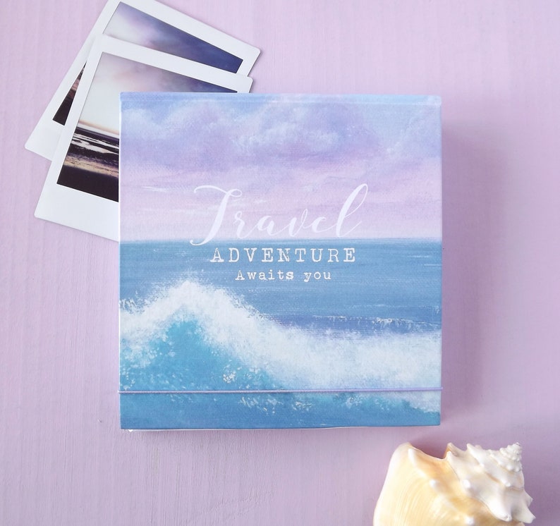 personalised small flip bookphoto album Hand made in my /'Sea and Waves/' design perfect for Instax Square Mini instant prints
