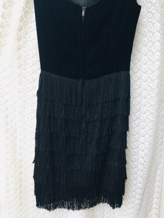 True vintage 1940s Dress black velvet tassel slee… - image 5