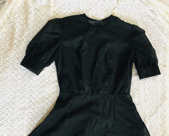 True Vintage Dress Sheer Black Prairie Puff Sleev… - image 2