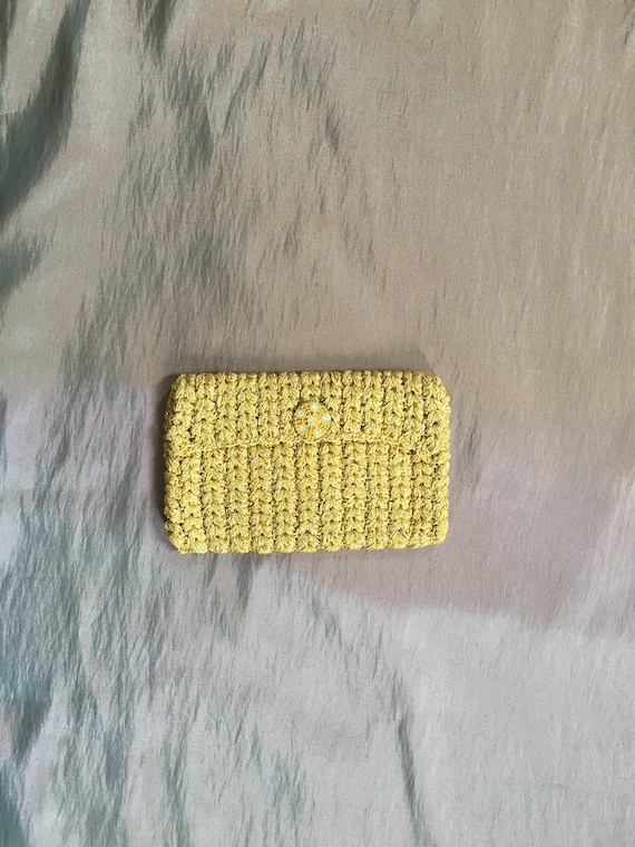 True Vintage Gold Woven Clutch Bag 1950s 1960s Sm… - image 1