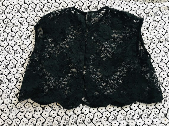 True Vintage Black Lace Top Crop 1930s 1920s Chem… - image 6