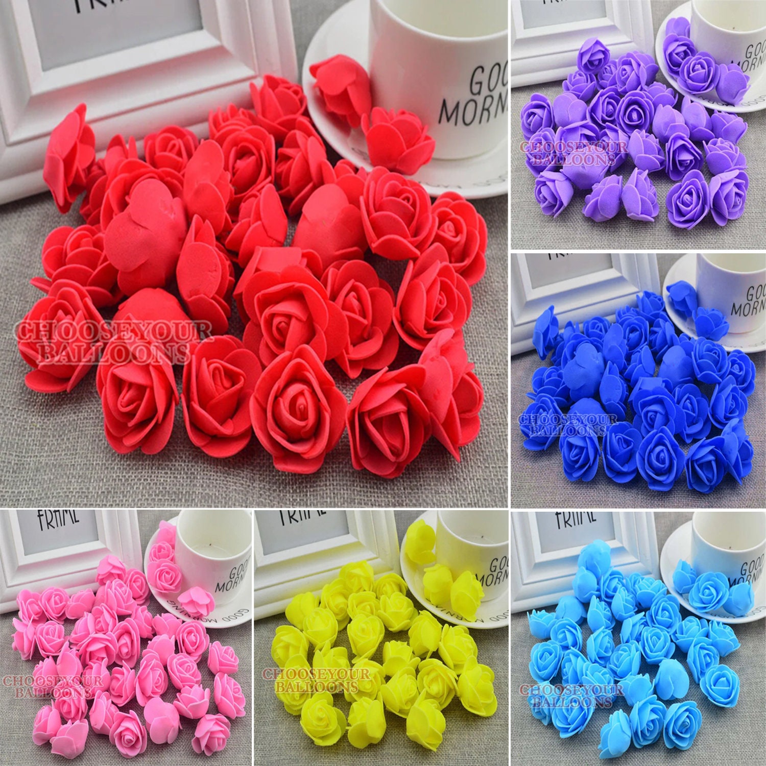 100x Artificial Fake Flower Heads Roses for Wedding Decoration and