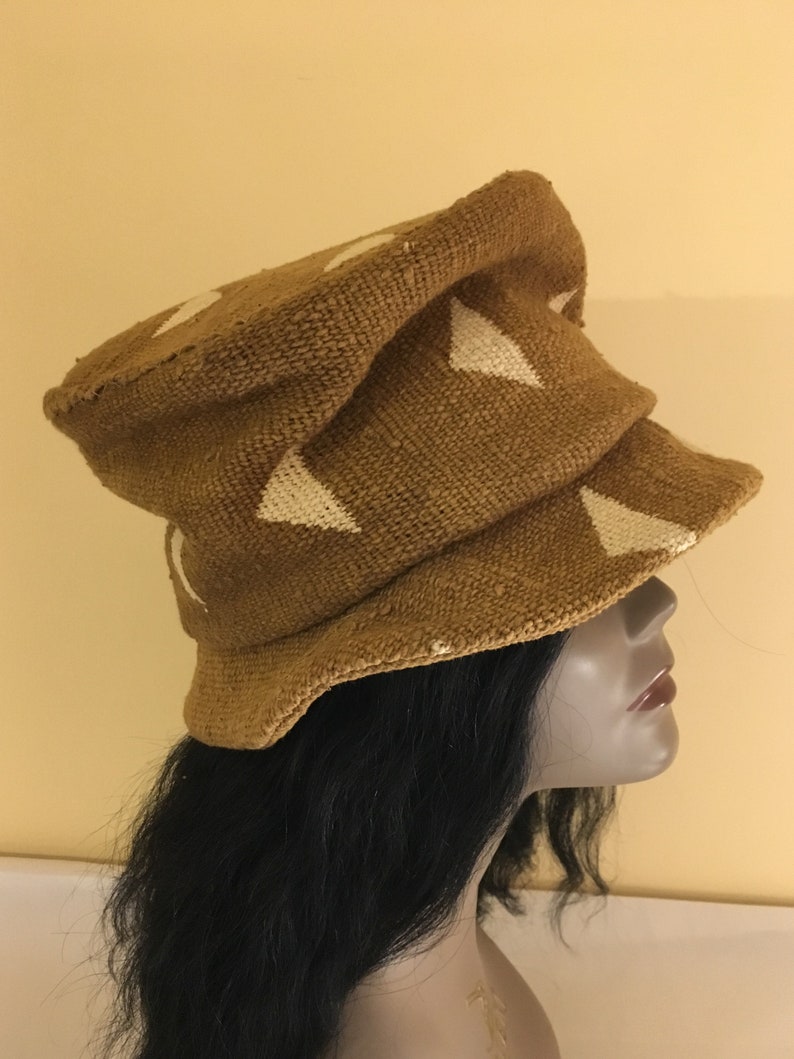 All Seasons Hat Hat Mudcloth Hat Fall Hat Women/'s Mud Cloth Hat Caramel Medium Brim Cloche Winter Hat Brown Hat Handmade Hat
