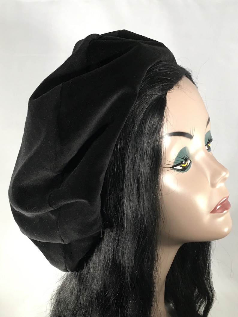 Women's Black Velvet Beret Luxurious Oversized Velvet Etsy