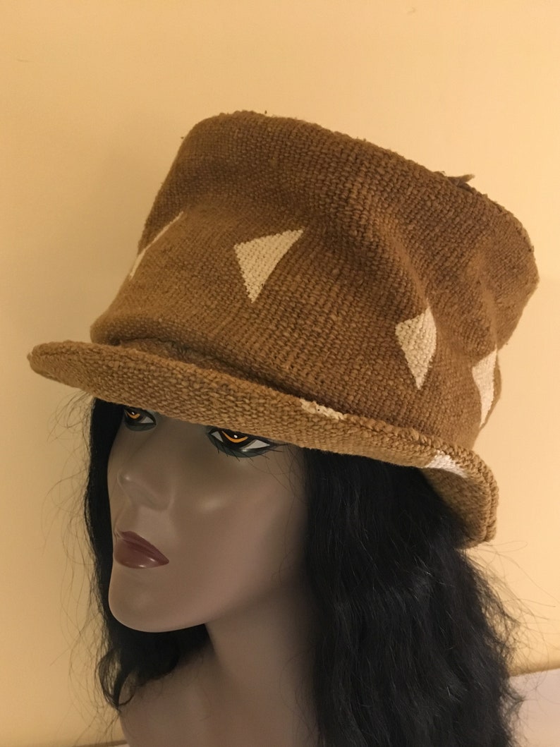 All Seasons Hat Hat Mudcloth Hat Fall Hat Women/'s Mud Cloth Hat Caramel Medium Brim Cloche Winter Hat Brown Hat Handmade Hat