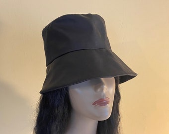 Sombrero de lluvia negro para mujer, resistente al agua, negro, para invierno, otoño, primavera, ligero, hecho a mano, regalo