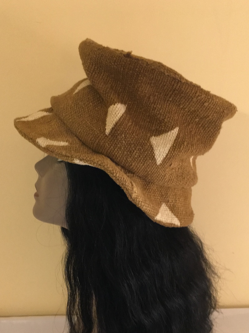 All Seasons Hat Hat Mudcloth Hat Fall Hat Women/'s Mud Cloth Hat Caramel Medium Brim Cloche Winter Hat Brown Hat Handmade Hat