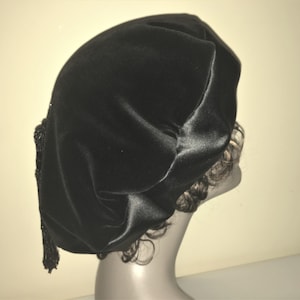 Women's Black Velvet Beret, Luxurious Oversized Velvet Beret, Satin Beret, Dressy Tam, Snood, Handmade Hat, Winter Hat, Women's, Hat